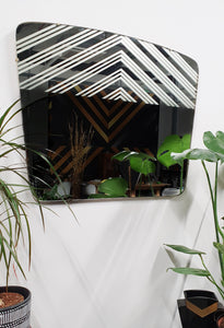 Vintage Mirror with etched-effect geometric design