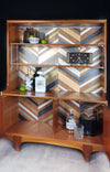 'Apex' - Teak Vintage Mid Century Drinks Cabinet  /  Unit with metallic geometric design