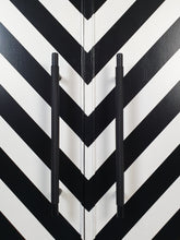 Upcycled vintage Drinks Cabinet with Black & White design and Mirror ball interior