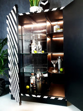 Upcycled vintage Drinks Cabinet with Black & White design and Mirror ball interior