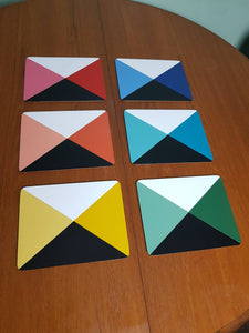 Done up North design Geometric colour cube coasters