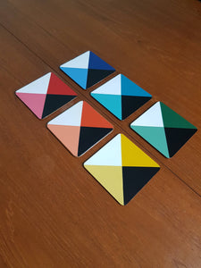 Done up North design Geometric colour cube coasters